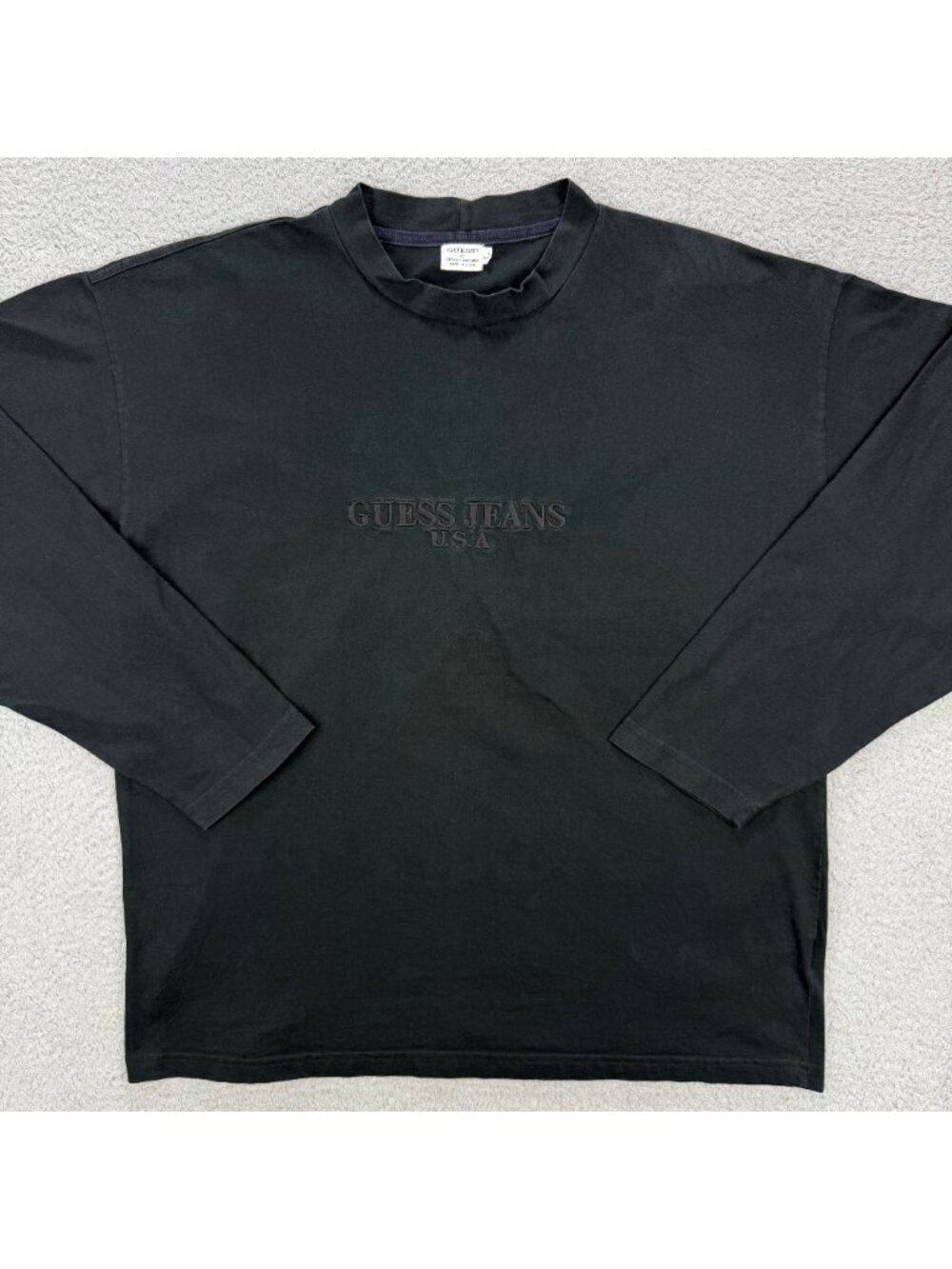 Guess Jeans T Shirt Large Black Long Sleeve Georges Marciano Made In USA Vintage